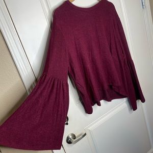 Red Bell Sleeve Top